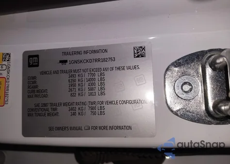 2024 Chevrolet Suburban 4Wd Lt из США, поврежденный, VIN 1GNSKCKD7RR182753